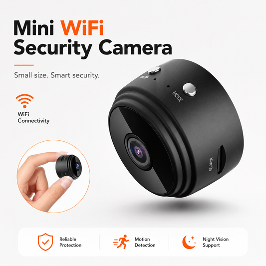 WiFi home security camera without subscription on a shelf