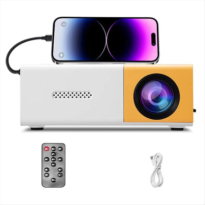Delighted- Portable Mini Projector with Full HD 1080P Support -Includes Remote Control, USB-Powered, Ideal for Smartphones