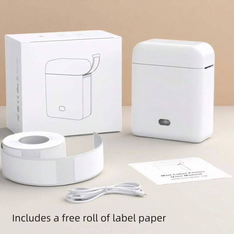 Portable Label Maker Machine With Tape – Wireless Mini Thermal Printer, Inkless Bluetooth Sticker Printer For Home, Office & DIY