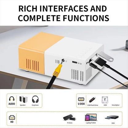 Delighted- Portable Mini Projector with Full HD 1080P Support -Includes Remote Control, USB-Powered, Ideal for Smartphones