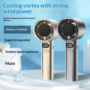 Handheld Turbo Ice Fan – 120-Speed USB Rechargeable Personal Cooler