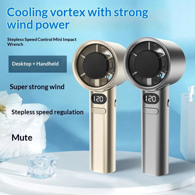 Handheld Turbo Ice Fan – 120-Speed USB Rechargeable Personal Cooler