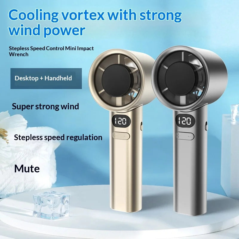 Handheld Turbo Ice Fan in grey, main product photo