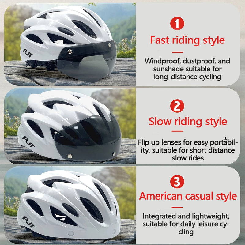 PJT Cycling Helmet with Magnetic Goggles