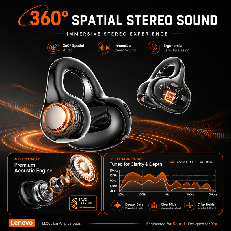 Lenovo LE302 Open-Ear Clip Earphones